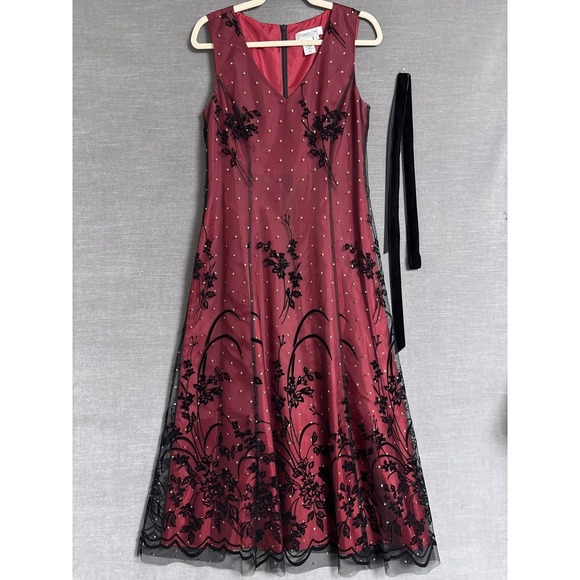 Coldwater Creek Dresses & Skirts - Coldwater Creek Dress 8 Red Black Velvet Tulle Sparkle Holiday Cocktail Party
